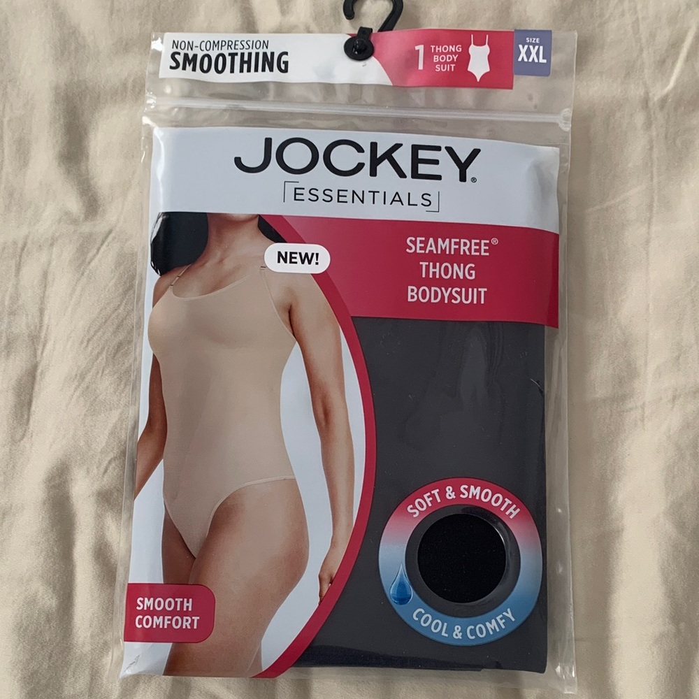 Jockey Essentials Seamfree Thong Bodysuit - Black and Nude